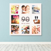 90e verjaardag roos gouden naam foto collage canvas afdruk (Insitu (Houten vloer))