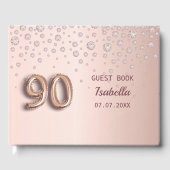 90e verjaardag roos gouden roze diamanten gastenboek (Voorkant)