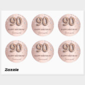90e verjaardag roos gouden roze diamanten ronde sticker (Vel)