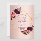 90e verjaardag roos gouden roze florale luxe kaart (Voorkant)