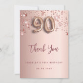90e verjaardag roos gouden roze sterren bedankkaart (Voorkant)