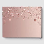 90e verjaardag roos gouden sterren roze monogram gastenboek (Achterkant)