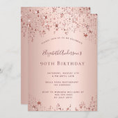 90e verjaardag roos gouden sterren sprinkle kaart (Voorkant / Achterkant)