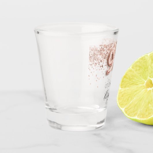 90e verjaardag roos gouden zwarte confetti naam shot glas (Links)