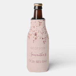 90e verjaardag roos gouden zwarte sterren flesjeskoeler