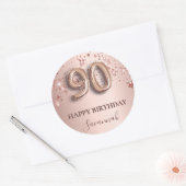 90e verjaardag roos gouden zwarte sterren ronde sticker (Envelop)