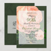 90e verjaardag Roos Persoonlijk monogram Birthday Kaart (Voorkant / Achterkant)