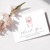 90e Verjaardag Roze Bow Wildflower Custom Flat Bedankkaart