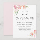 90e verjaardag Roze en Gold Floral drive by party Kaart (Voorkant / Achterkant)