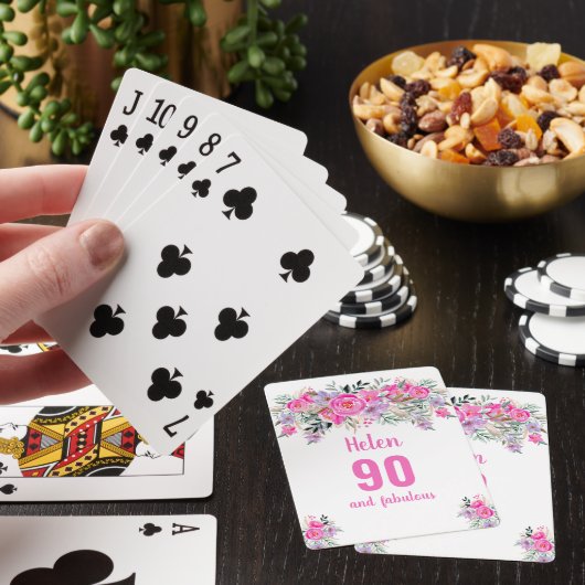 90e verjaardag roze filmkaarten pokerkaarten (Insitu)