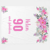 90e verjaardag roze floral fleece deken (Voorkant (Horizontaal))
