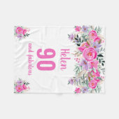 90e verjaardag roze floral fleece deken (Voorkant (Horizontaal))