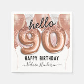 90e verjaardag Roze Glitter Balloons Napkins Servet (Voorkant)
