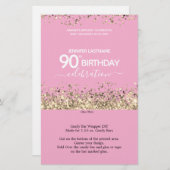 90e Verjaardag Roze Glitter Snoep Bar Wrapper (Voorkant / Achterkant)