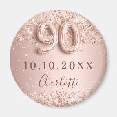 90e verjaardag roze goud blush save the date magneet (Voorkant)