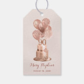 90e verjaardag Roze Goud Kleurige Cake Cadeaulabel (Achterkant)