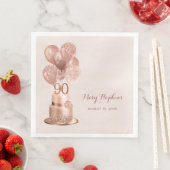 90e verjaardag Roze Goud Kleurige Cake Servet (Insitu)