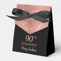 90e Verjaardag Roze Gouden Bedank Doosje