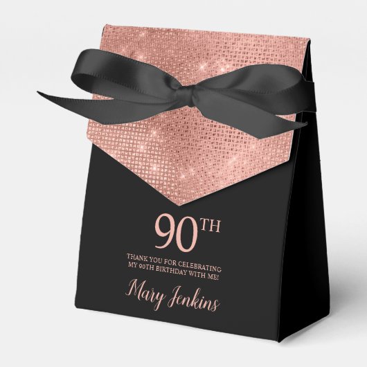 90e Verjaardag Roze Gouden Bedank Doosje (Voorkant Zijde)