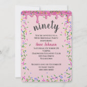 90e verjaardag roze ijsjes en strooisel kaart (Voorkant)