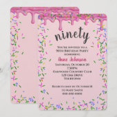 90e verjaardag roze ijsjes en strooisel kaart (Voorkant / Achterkant)