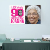 90e verjaardag roze kijk nu 90 douanefoto dan spandoek (Beurs)