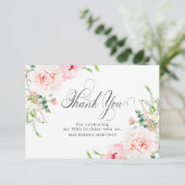 90e Verjaardag Roze pioenroos Bloemenflat Bedankkaart (Staand voorkant)