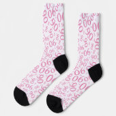 90e verjaardag Roze Random Number Pattern 90 Sokken (Links)