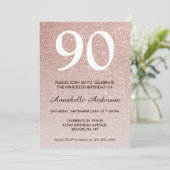 90e verjaardag Roze Rose Gold Glitter Sparkle Ombr Kaart (Staand voorkant)