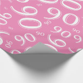 90e verjaardag Roze & Wit Random Number Pattern Cadeaupapier (Hoek)