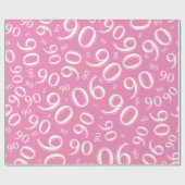 90e verjaardag Roze & Wit Random Number Pattern Cadeaupapier (Vlak)
