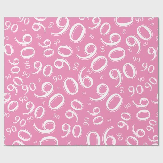 90e verjaardag Roze & Wit Random Number Pattern Cadeaupapier (Vlak)