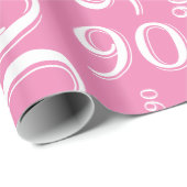 90e verjaardag Roze & Wit Random Number Pattern Cadeaupapier (Rol Hoek)