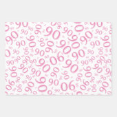90e verjaardag Roze & Wit Random Number Pattern Inpakpapier Vel (Voorkant 2)