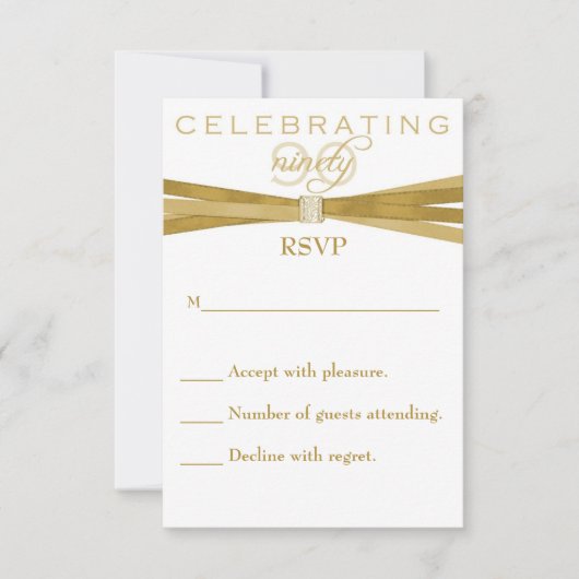 90e verjaardag RSVP-kaart voor Elegant RSVP Kaartje (Voorkant)