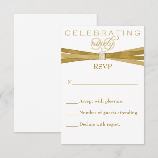 90e verjaardag RSVP-kaart voor Elegant RSVP Kaartje (Voorkant / Achterkant)