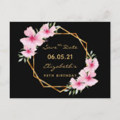 90e verjaardag Save the Date tropisch zwart goud Briefkaart (Voorkant)
