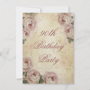 90e verjaardag Shabby Chic Rozen en kant Kaart