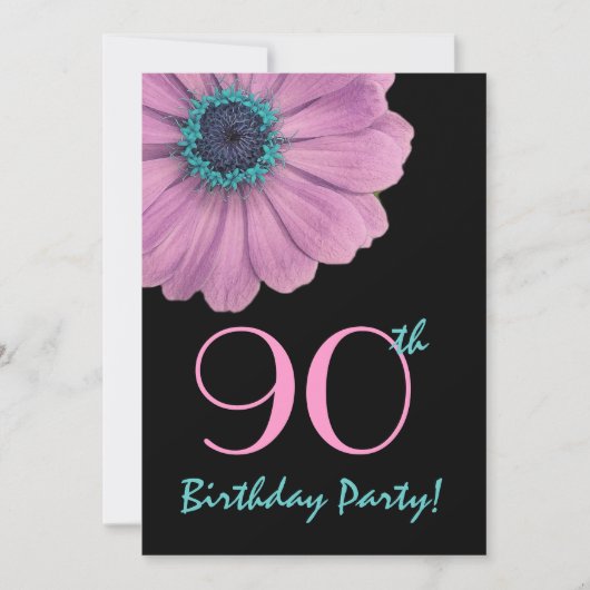 90e verjaardag Sjabloon - Roze maaltijd Kaart (Voorkant)