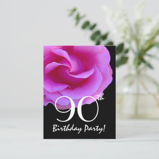 90e verjaardag Sjabloon roze roze roze roze voor h Kaart (Staand voorkant)