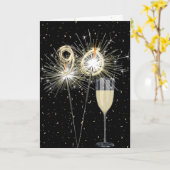 90e verjaardag Sparklers met wijn Kaart (Gele Bloem)