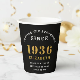 90e verjaardag Standaarden stellen Zwart Goud Papieren Bekers