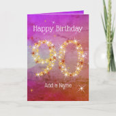 90e verjaardag - Star-nummer - Paars roze - leefti Kaart (Voorkant)