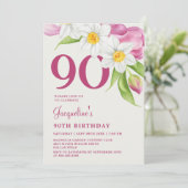 90e verjaardag Stijlvolle olifantenroze Kaart (Staand voorkant)