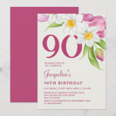 90e verjaardag Stijlvolle olifantenroze Kaart (Voorkant / Achterkant)