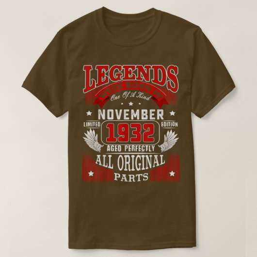 90e verjaardag T-shirt Legends geboren in november (Design voorkant)
