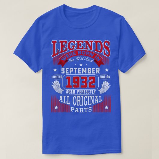 90e verjaardag T-shirt Legends geboren in septembe (Design voorkant)