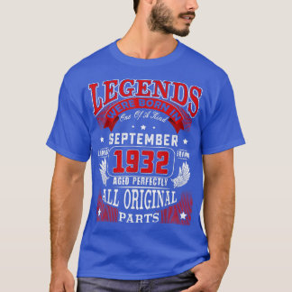 90e verjaardag T-shirt Legends geboren in septembe