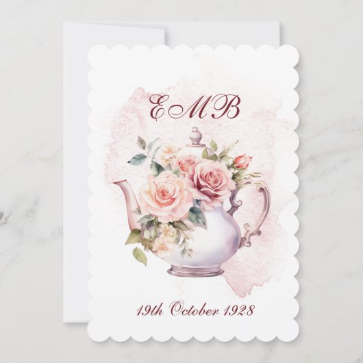 90e verjaardag Tea Party Bloemen Roos Verjaardag Kaart (Achterkant)