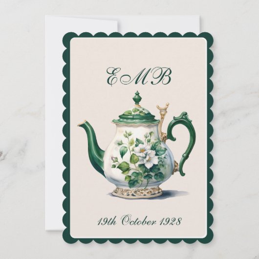 90e verjaardag Tea Party Groene Regency Verjaardag Kaart (Achterkant)